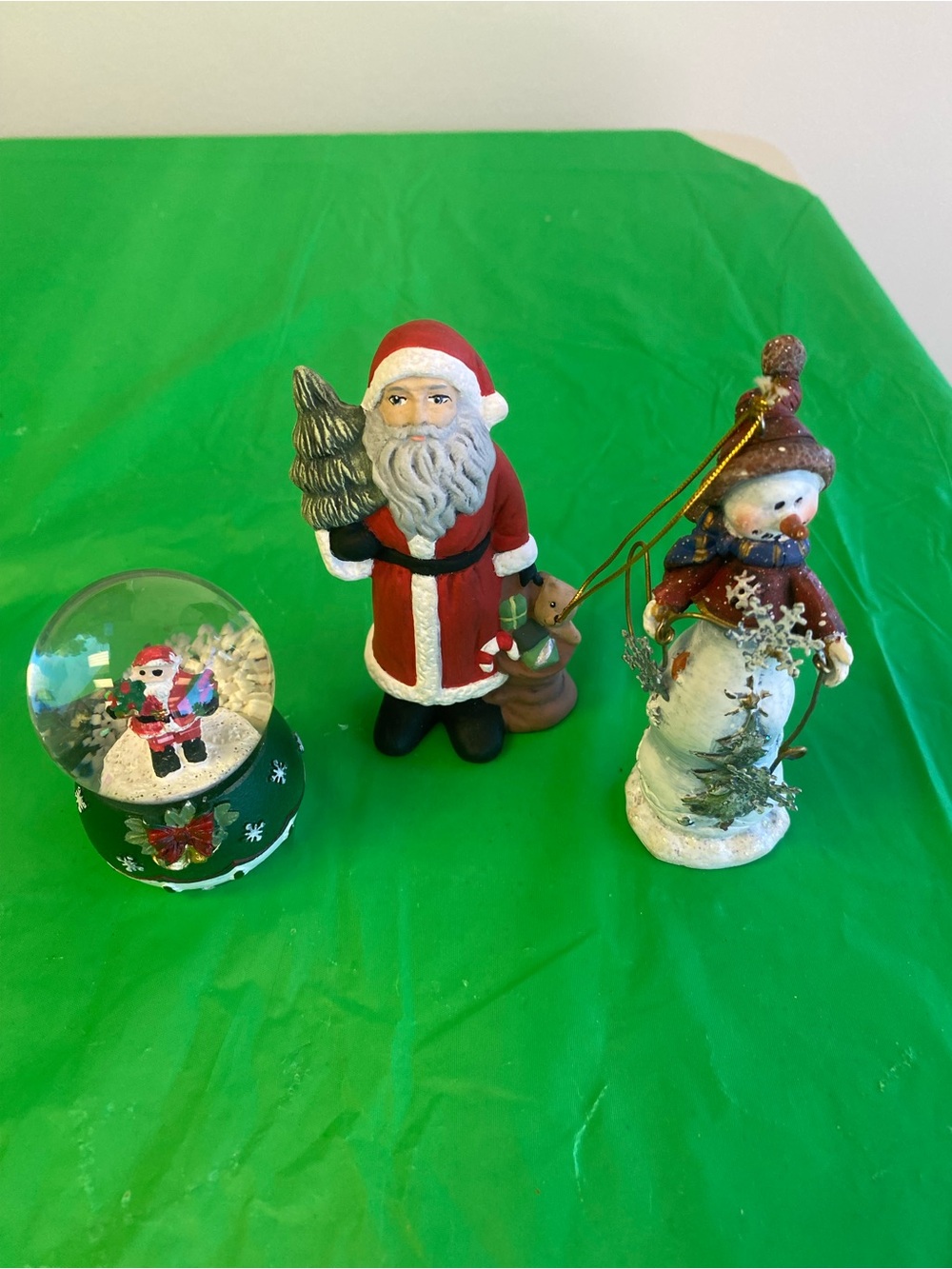 Festive Santa & Snowman Holiday Ornament Set - Red, White, Green